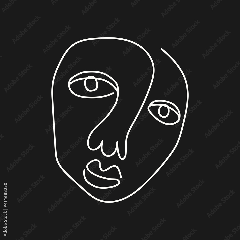 Hand drawn abstract face in line art style, seamless pattern background, modern minimalism art, aesthetic contour Hand drawn abstract face in line art style, seamless pattern background, modern minimalism art, aesthetic contour