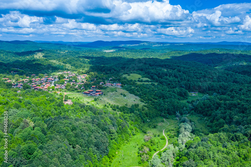 Aerial view of traditional Brashlyan village in Bulgaria photo