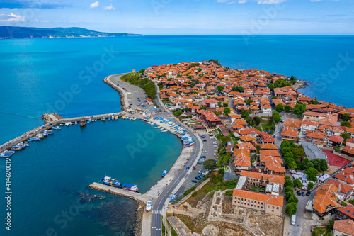 Aerial view of the Bulgarian town Nessebar photo