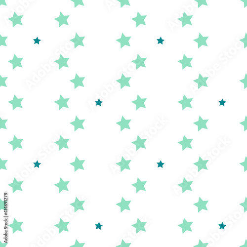 Seamless pattern in cold green stars for fabric  textile  clothes  tablecloth and other things. Vector image.