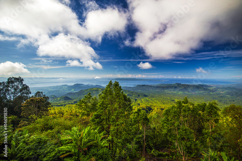 Tropical view from mountain agung volcano Bali