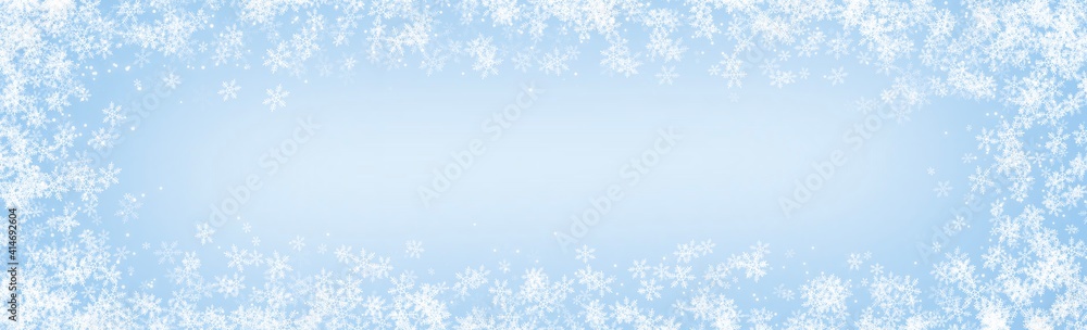 Abstract Banner snowflake on blue backgrounds with copy space , illustration wallpaper