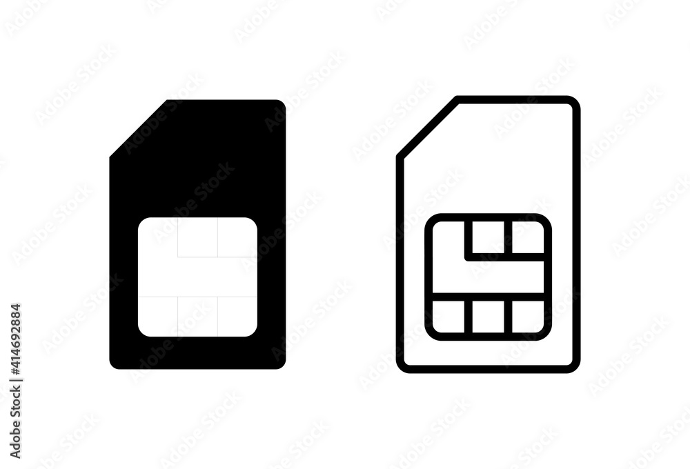Sim card icon set. dual sim card icon vector Sim card icon set. dual sim card icon vector