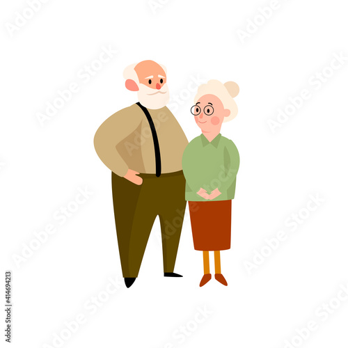 Elderly couple. Vector cartoon illustration 