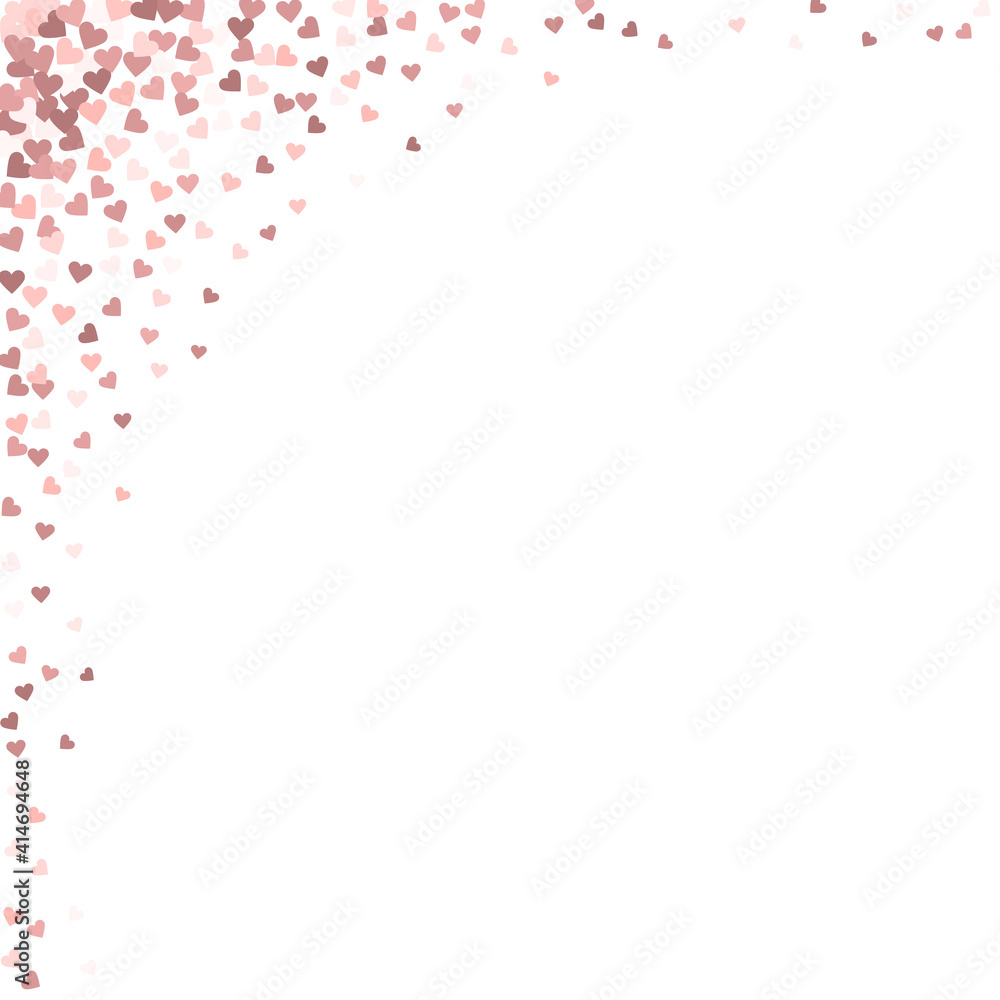 Pink heart love confettis. Valentine's day corner Pink heart love confettis. Valentine's day corner