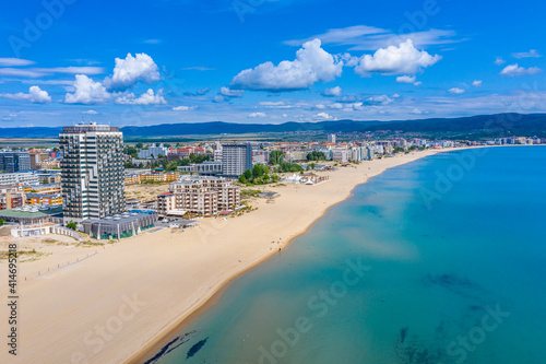 Aerial view of Sunny beach - a popular holiday resort in Bulgaria