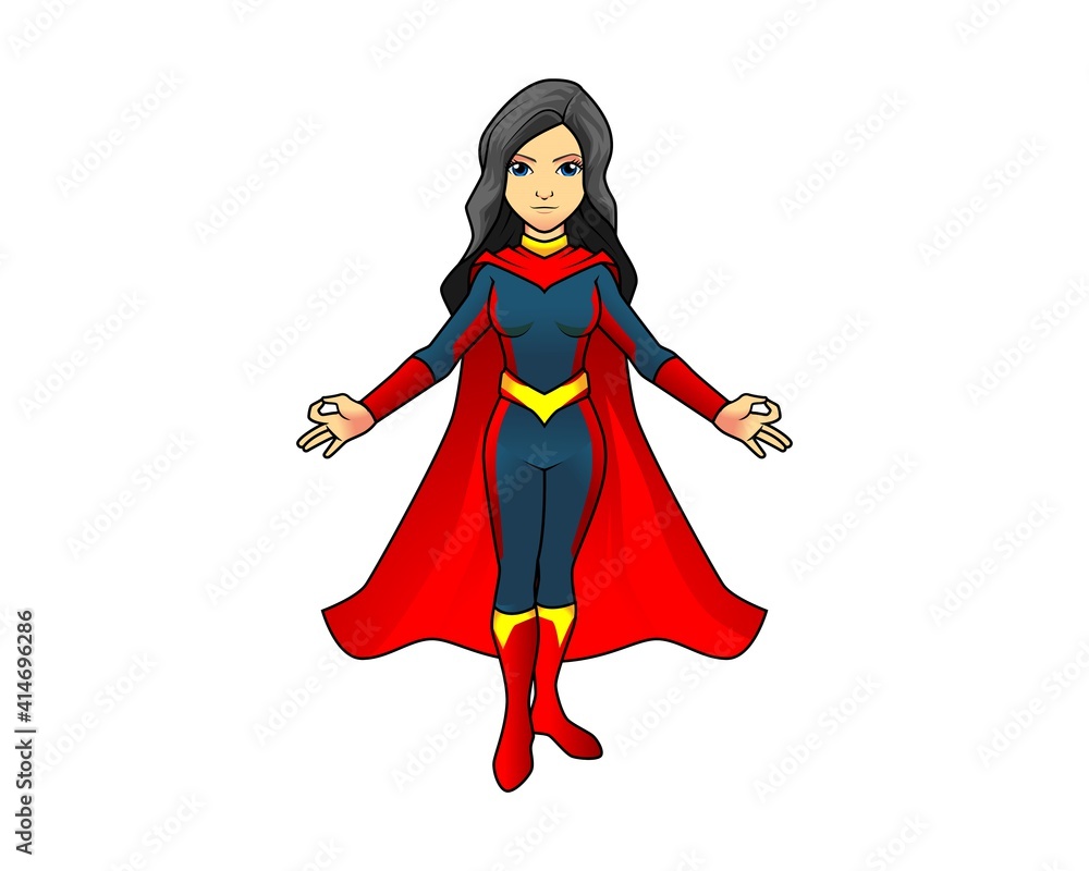 Superhero woman cartoon character template 1