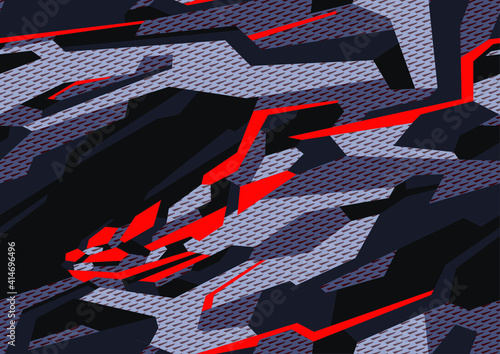 Abstract geometric seamless pattern with polygonal shapes. Modern digital camo texture ornament for racing vinyl print. Vector background.