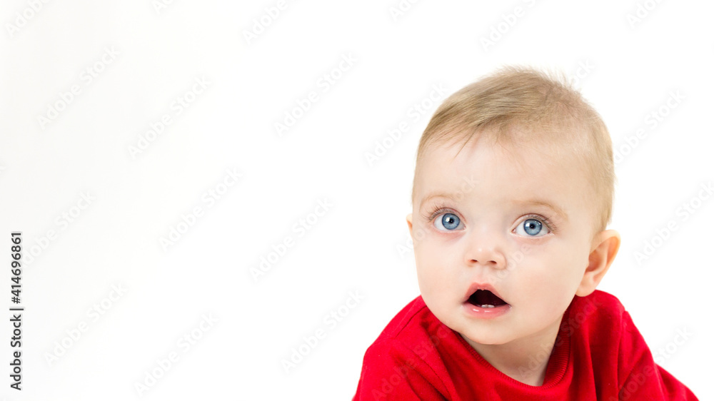 Handsome baby on white background copy text, isolated. Handsome baby on white background copy text, isolated.