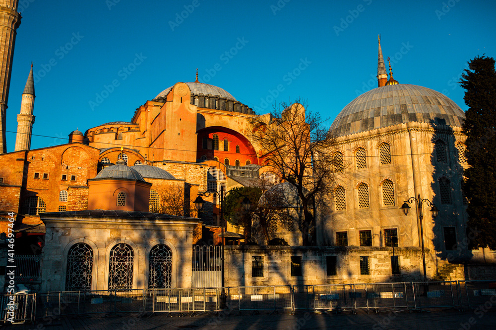 Hagia Sophia, a famous sight of Istanbul, sunset view