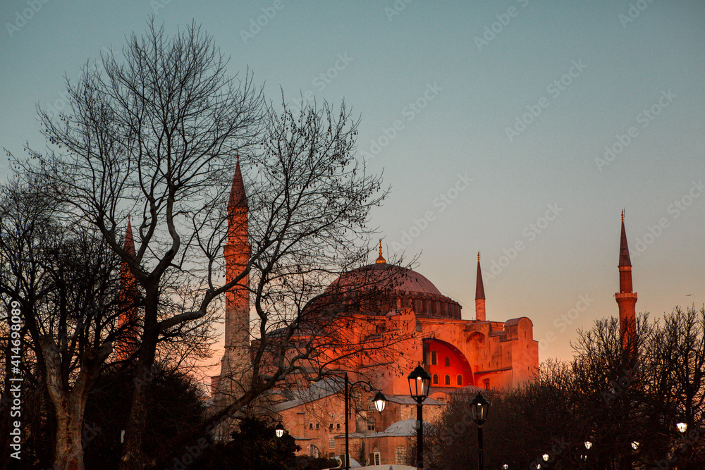 Hagia Sophia, a famous sight of Istanbul, sunset view Hagia Sophia, a famous sight of Istanbul, sunset view