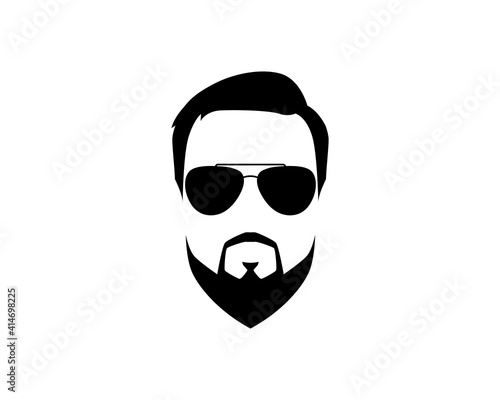 Man with mustache and beard vector logo