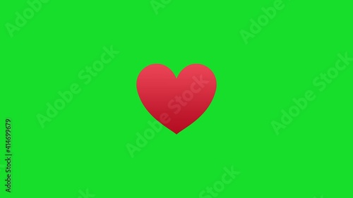 red heart shape on green screen background
