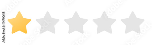 Rating sticker icon with golden star on white background. Flat design. White background. Isolated vector icon. Vector gold background. Vector graphics.