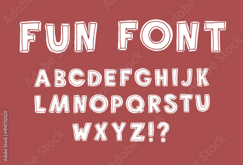 Fun font. Hand Drawn Vector Typeface. Hand Made handwritten Alphabet. Decorative Type. Font Vector illustration.