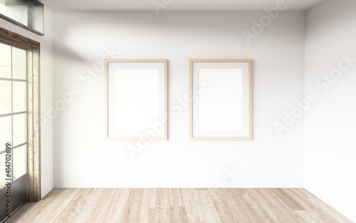 Two frames in a room. 3D rendering