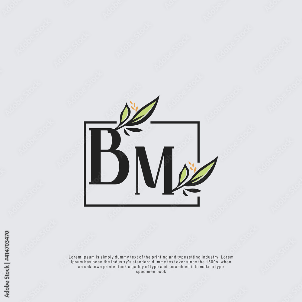 Initial letter BM beauty minimalism logo vector Initial letter BM beauty minimalism logo vector