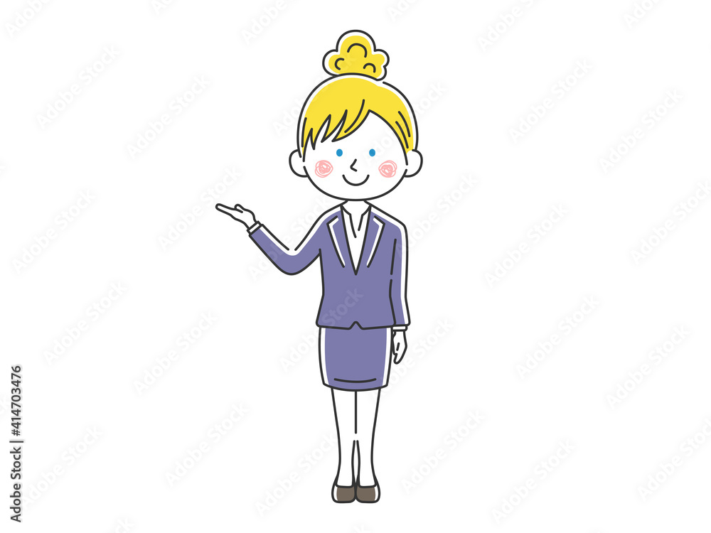 Obraz premium 案内をする白人女性社員のイラスト