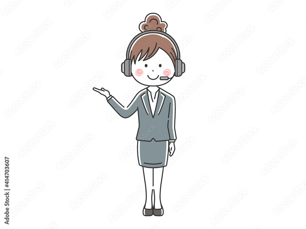 日本人女性オペレーターのイラスト Stock Vector Adobe Stock