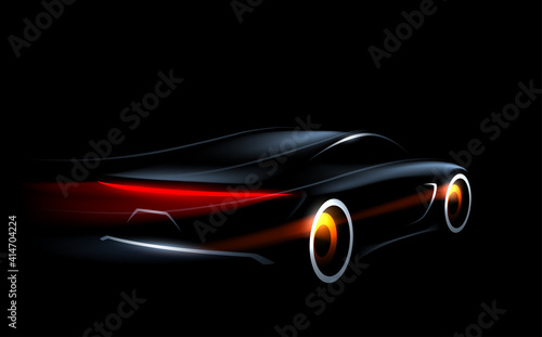 Car silhouette with light and motion effect