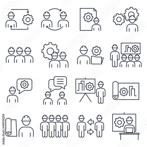 Set of Engineering People icon. People Teamwork Engineering pack symbol template for graphic and web design collection logo vector illustration
