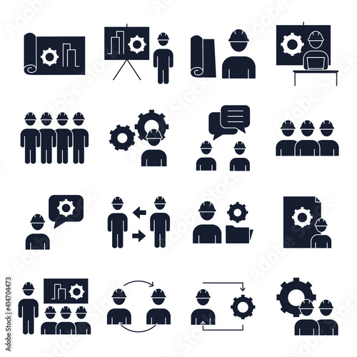 Set of Engineering People icon. People Teamwork Engineering pack symbol template for graphic and web design collection logo vector illustration