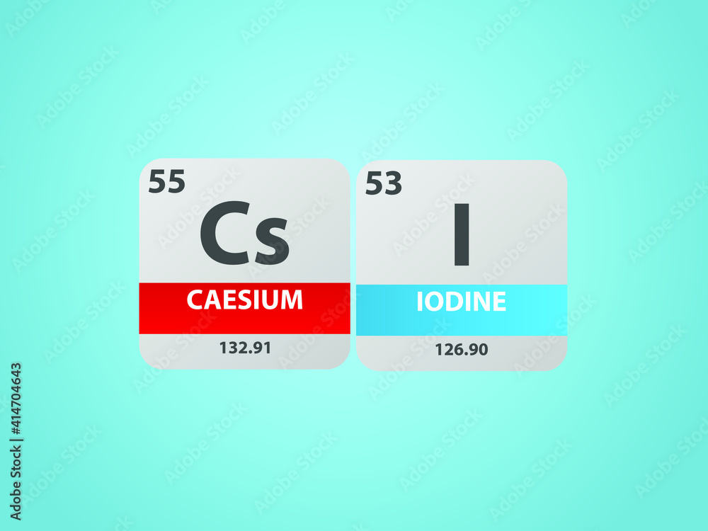 Cesium iodide csi molecule. Simple molecular formula consisting of