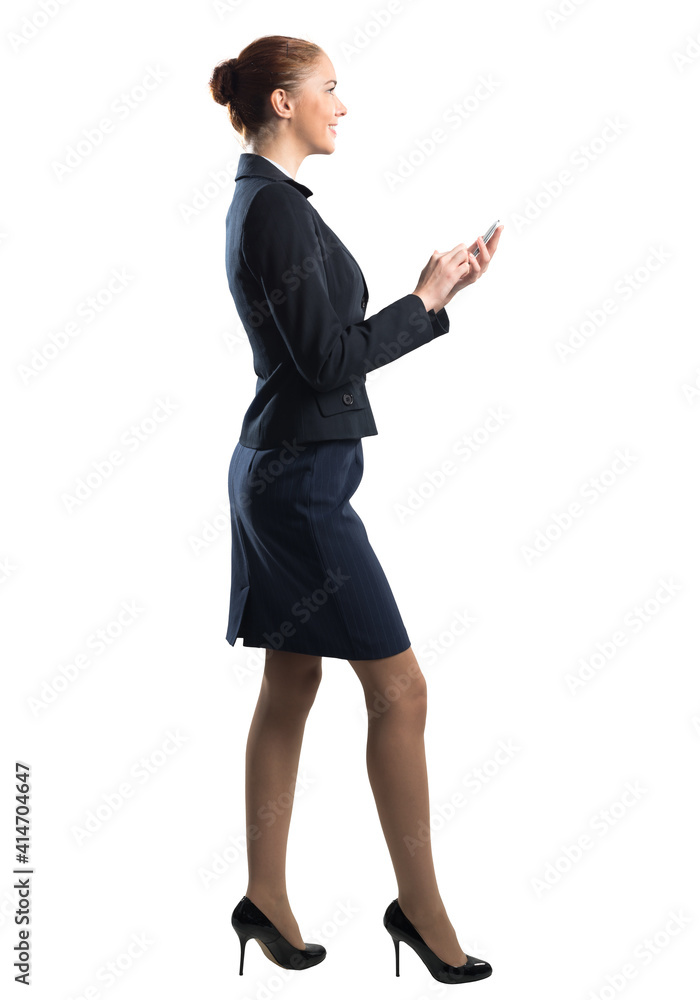 Full body portrait of young woman with smartphone. Full body portrait of young woman with smartphone.