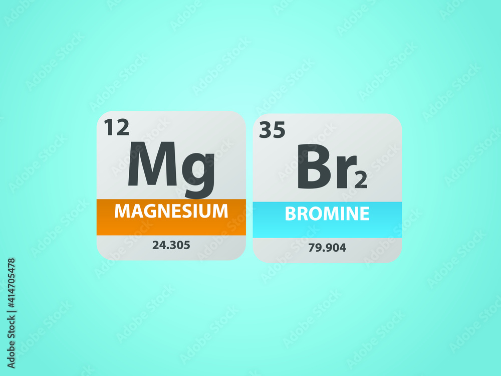 Magnesium bromide mgbr2 molecule. Simple molecular formula consisting of Magnesium, Bromine , elements. Chemical compound simplified structure on blue background, for chemistry education
Magnesium bromide mgbr2 molecule. Simple molecular formula consisting of Magnesium, Bromine , elements. Chemical compound simplified structure on blue background, for chemistry education