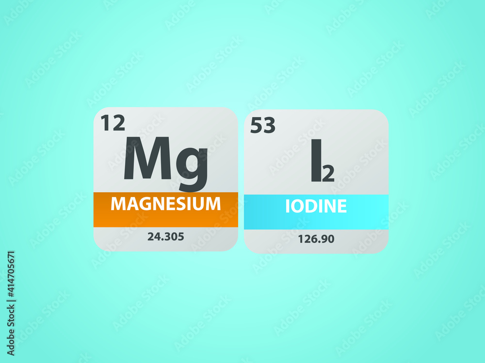 Magnesium iodide mgi2 molecule. Simple molecular formula consisting of