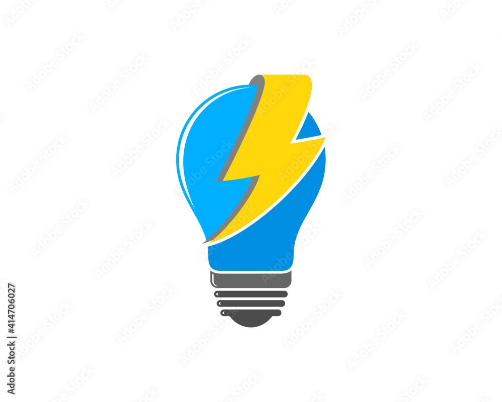 Blue bulb with electrical lightning inside Blue bulb with electrical lightning inside