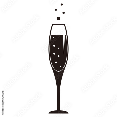 Glass of champagne, celebration concept icon on white background