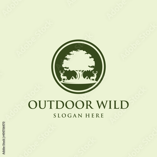 Deer Tree Wildlife Logo Design