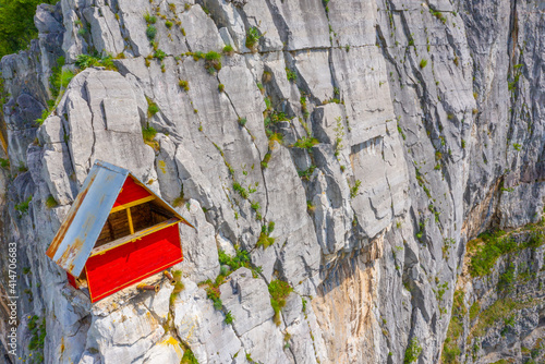 Shelter for climbers at Lakatnik rocks in Bulgaria photo