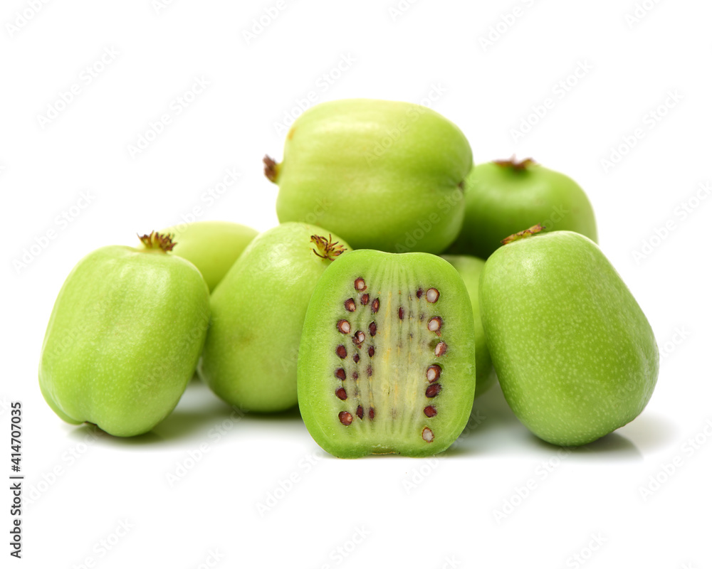 mini kiwi baby fruit (actinidia arguta) on white background mini kiwi baby fruit (actinidia arguta) on white background