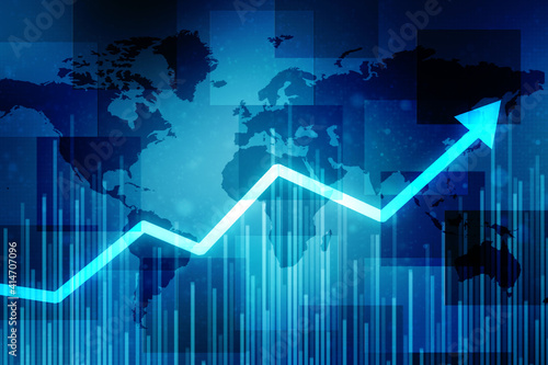 2d rendering Stock market online business concept. business Graph 