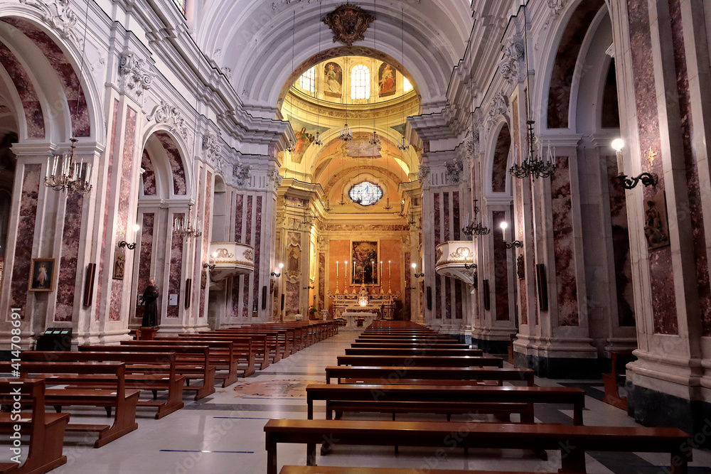 Interior of the Basilica of the Immaculate Virgin Mary in Catanzaro, Calabria, Italy