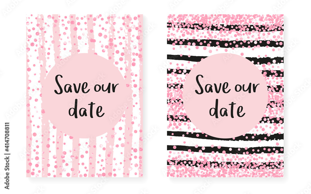 Valentine Invitation. Stripe Stylish Cover. Pink Valentine Invitation. Stripe Stylish Cover. Pink