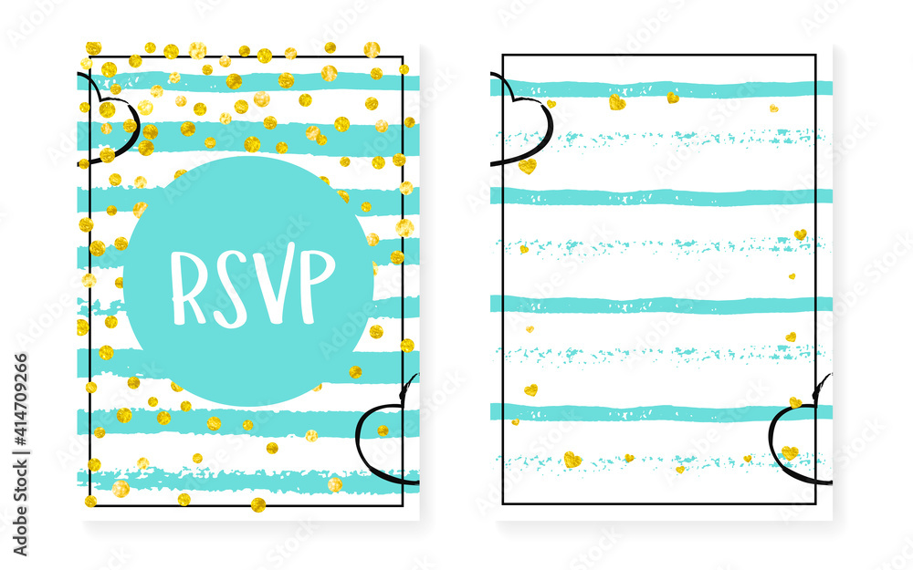 Valentine Banner. Golden Party Frame. Stripe Valentine Banner. Golden Party Frame. Stripe