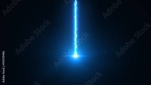 Laser beam falls from top to bottom, 3d rendering backdrop. Computer generated an electric discharge photo