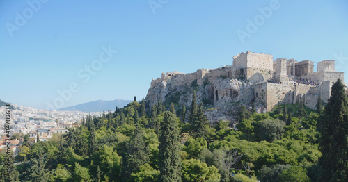 the acropolis is a term that originally indicated the highest part of the Greek polis. The acropolis is the most eminent and fortified part of an ancient city. © aliberti