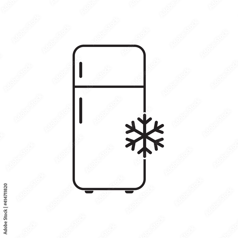 Refrigerator icon design. Vector illustration in outline style, freezer