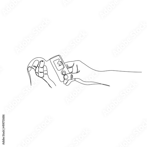 Continuous one line drawing of diabetic measuring bloodsugar. Diabetes health concept. Minimalistic art.