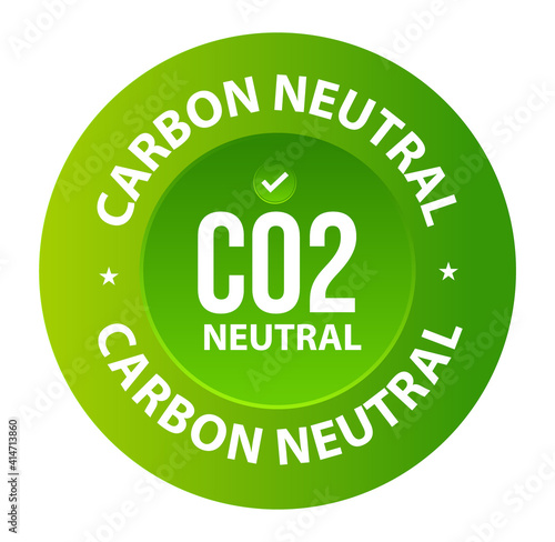 carbon neutral vector icon, co2 neutral symbol isolated on white background