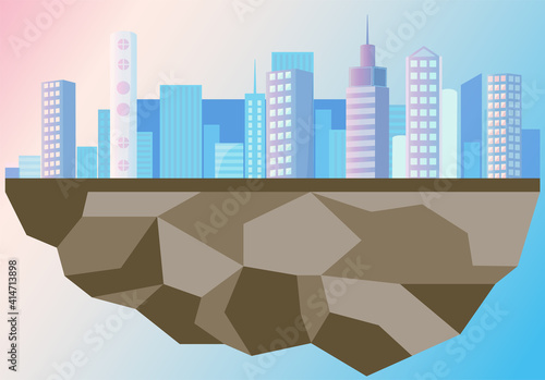 Foto Ideal city isolated on remaining piece of land