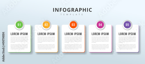 Vector infographic with icons numbers. 5 options or steps. Infographics for business label template. suitable for info graphics, flow charts, presentations, web sites, banners, printed materials.