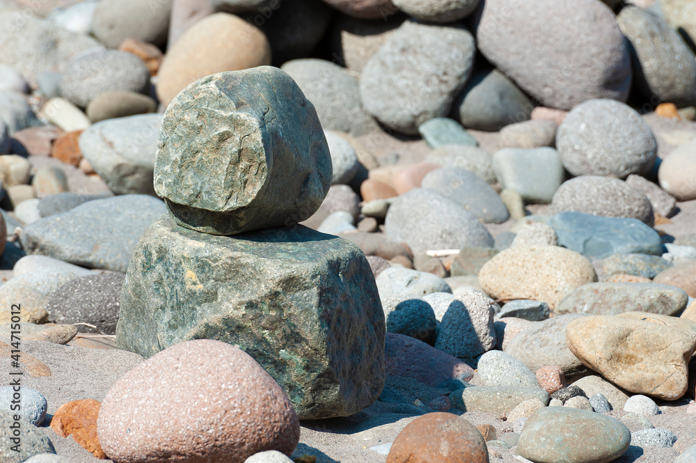 Close up of Stacked Rocks on a river bank Close up of Stacked Rocks on a river bank