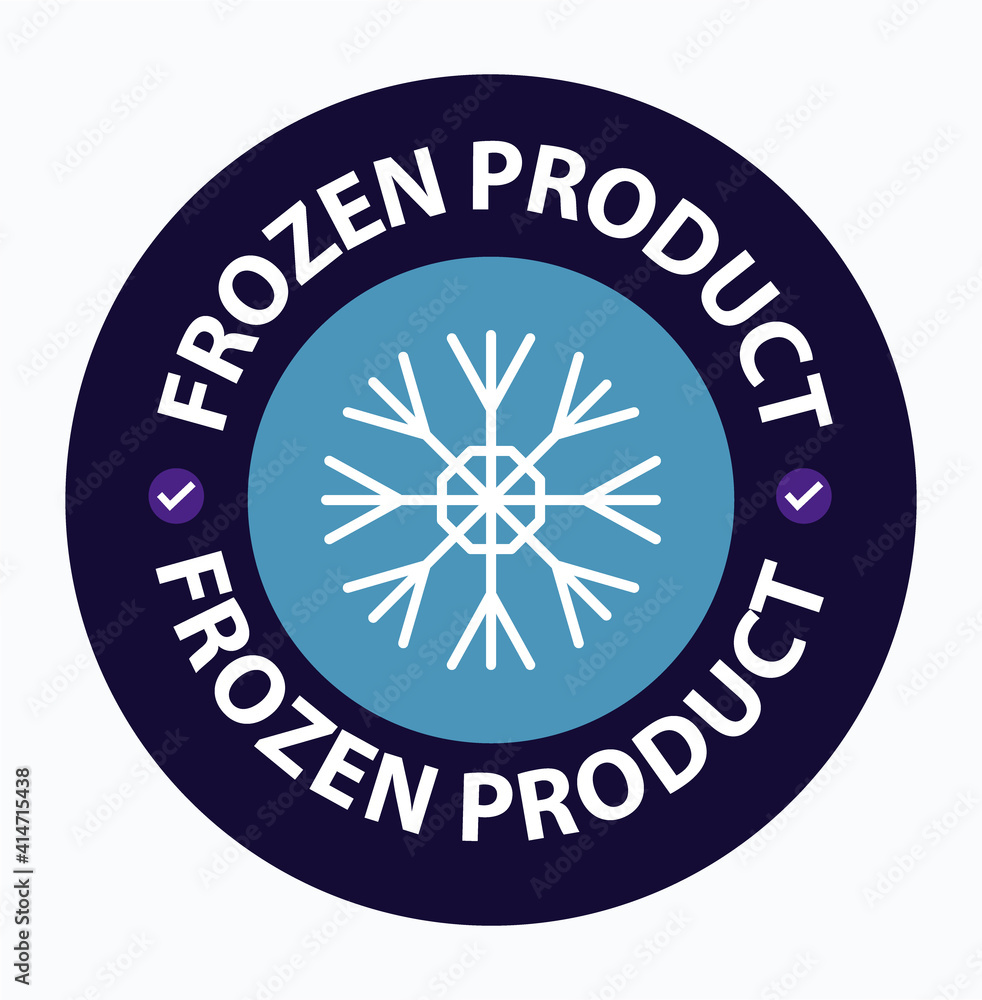 Frozen product vector symbol with snowflake icon. rounded logo for product package design Frozen product vector symbol with snowflake icon. rounded logo for product package design