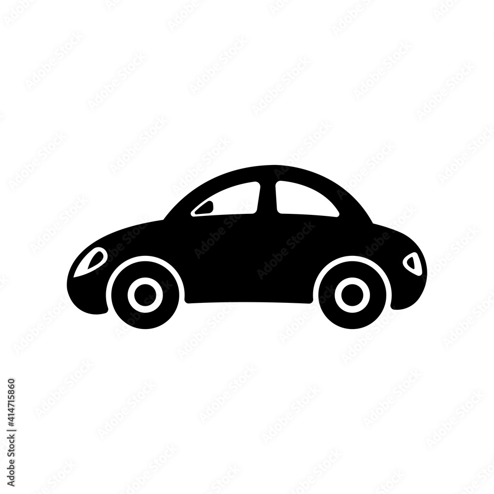 Car icon. Black silhouette. Side view. Vector flat graphic illustration. The isolated object on a white background. Isolate.