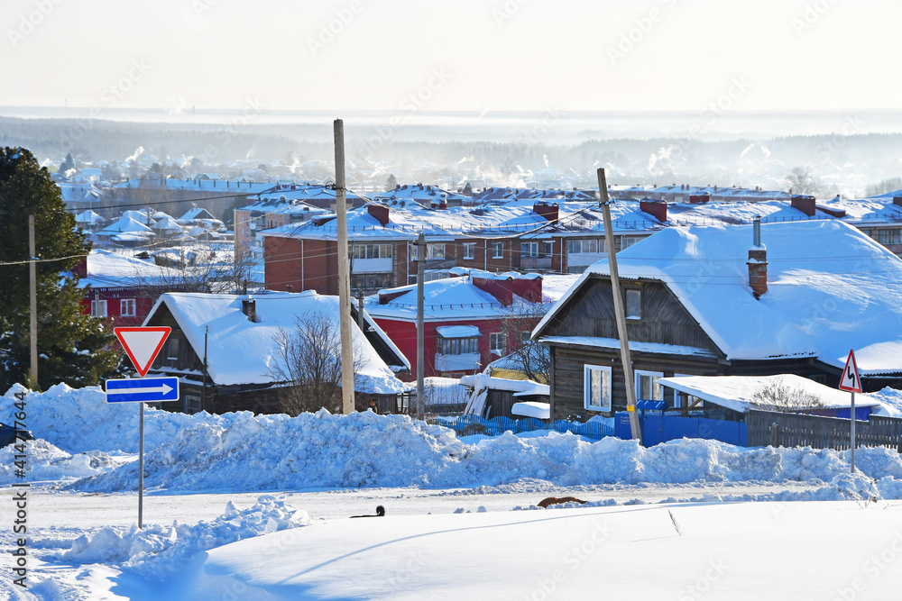 Obraz premium Russia, Sverdlovsk region, the city of Ivdel in winter